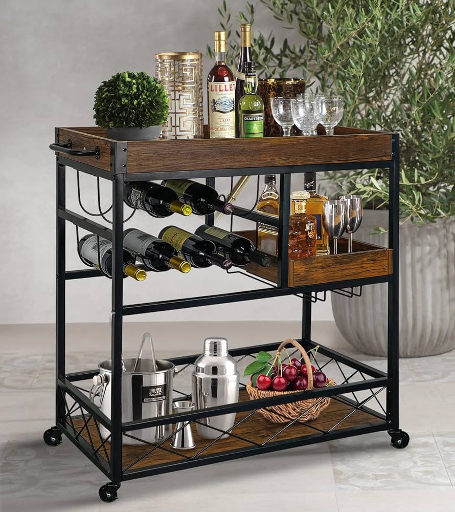 Amazon.com - Ohsuaniy Bar Cart Industrial Kitchen Serving